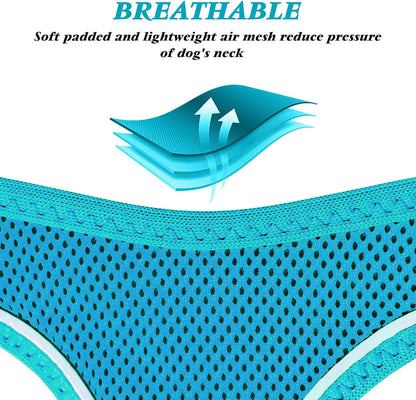 Dog Harness for Small Dogs - Reflective Soft Mesh Small Dog Vest Step-In Harness for Puppies - Teal Blue, XS: 15"-17"