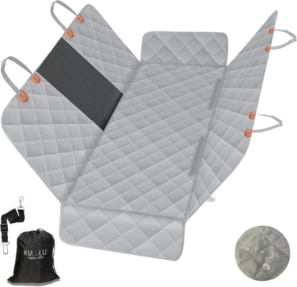 Dog Car Seat Cover for Back Seat, 100% Waterproof Dog Car Hammock with Mesh Window, Scratchproof Truck Back Seat Cover for Dogs, Durable Dog Car Seat Covers (Grey, Standard (54" W X 58" L))