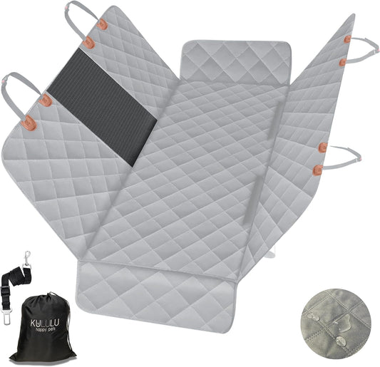 Dog Car Seat Cover for Back Seat, 100% Waterproof Dog Car Hammock with Mesh Window, Scratchproof Truck Back Seat Cover for Dogs, Durable Dog Car Seat Covers (Grey, Standard (54" W X 58" L))