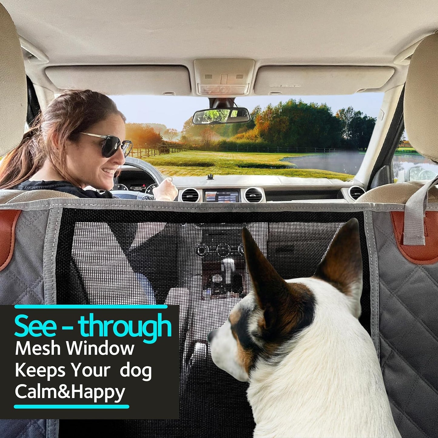 Dog Car Seat Cover for Back Seat, 100% Waterproof Dog Car Hammock with Mesh Window, Scratchproof Truck Back Seat Cover for Dogs, Durable Dog Car Seat Covers (Grey, Standard (54" W X 58" L))