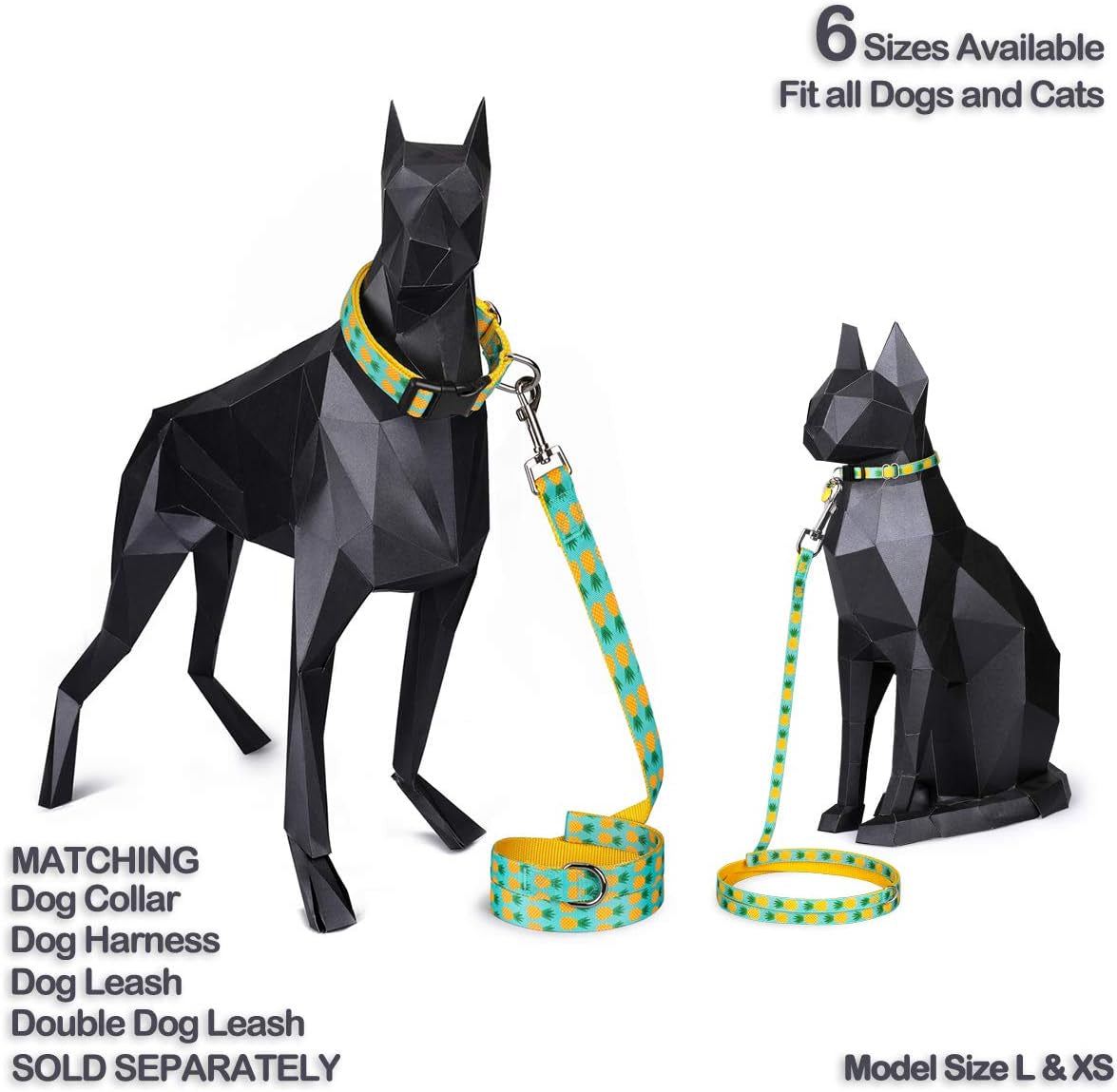 Pet Supplies, (Tropical Pineapple) Cat Collar, Dog Collar, Cat Leash, Dog Leash, Small Dog Collar, Medium Dog Collar, Large Dog Collar (Pet Collar, XS)
