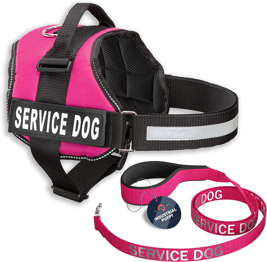 Service Dog Vest with Hook and Loop Straps and Matching Service Dog Leash Set - Harnesses from XXS to XXL - Service Dog Harness Features Reflective Patch and Comfortable Mesh Design